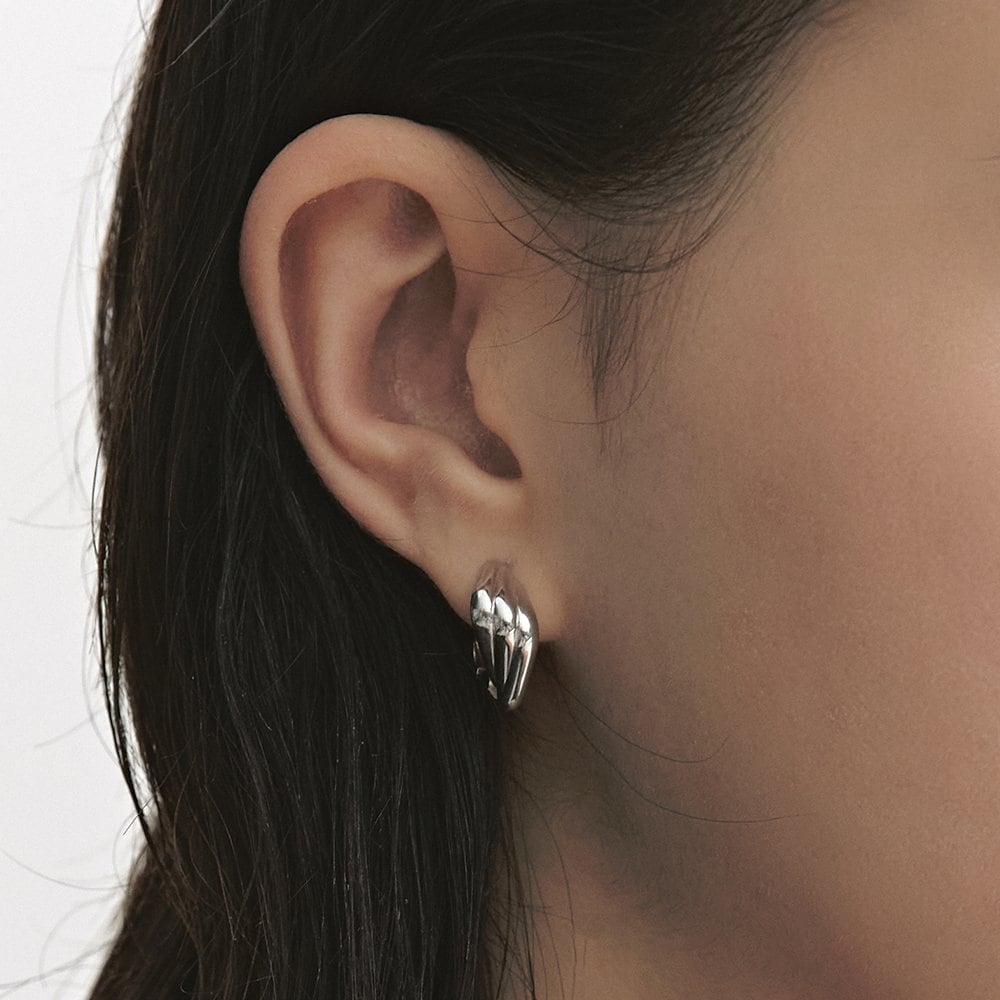 Triple Silver (W) Square Volume Earrings Hl3E40302W9Xxx