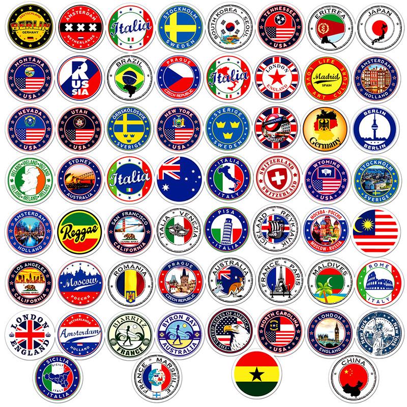 60 шт. наклейки с национальными флагами, самодельные наклейки для скрапбукинга, конверты для чемоданов, запечатывание наклеек