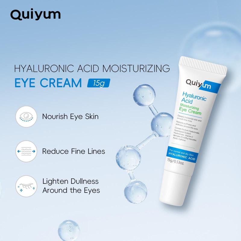 QUIYUM Hyaluronic Acid Eye Cream (15g) – Hydrating, Brightening & Dark Circle Reduction