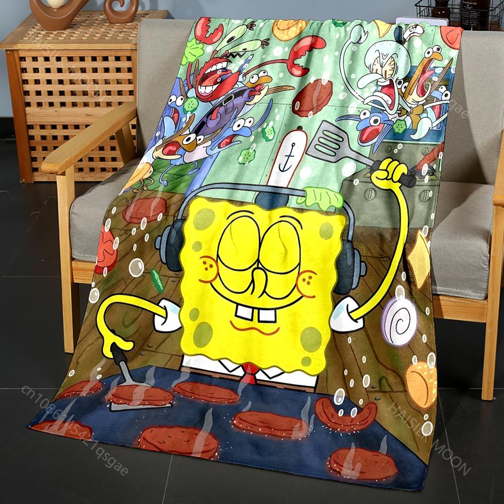 3D SpongeBob Cartoon Blanket - Ultra Soft & Cozy Gift for Mom and Daughter Present,Warm Lightweight Throw for Bed,Couch & Travel