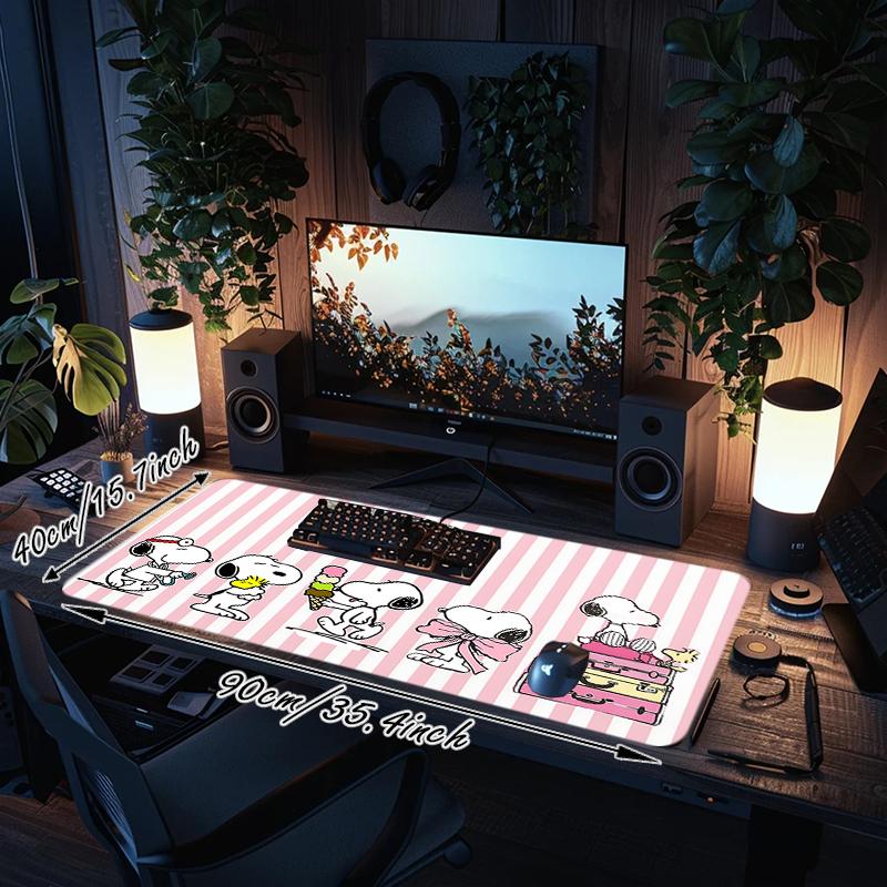 1Pc Snoopy'S Ice Cream Adventure Gaming Mouse Pad Keyboard Desk Mat Non-slip Rubber Lock Edge Waterproof Computer Mousepad for Office Home Decor S1975