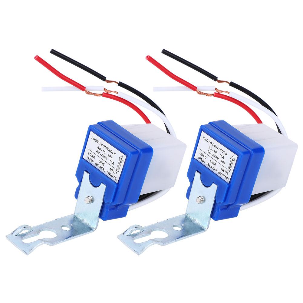 2 Pcs Automatic Light Switch Outdoor Street Photo Controlled Sensing Switch PhotoswitchAS 10A 220V AC220V