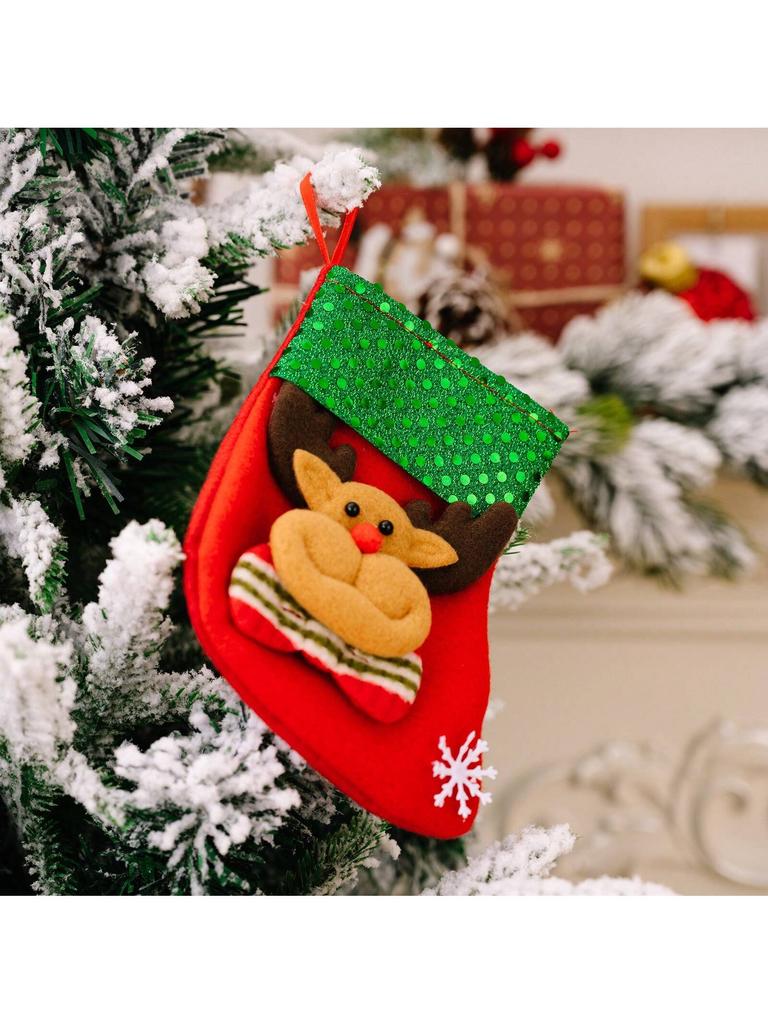 Christmas Tree Hanging Mini Stockings Decoration Small Candy Gift Bag Santa Claus Snowman Reindeer Bear Decorative Socks
