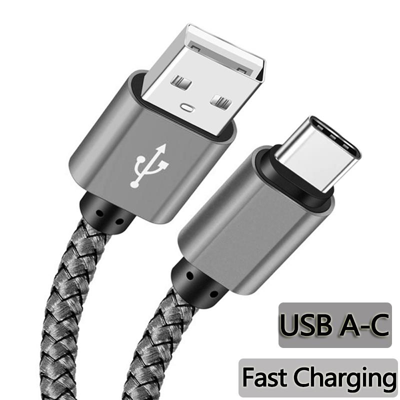 Нейлоновый кабель для передачи данных Быстрая зарядка USB A на Type C Зарядный кабель Для Huawei Samsung Android телефона Устройство зарядки TypeC 1M 2M 3M