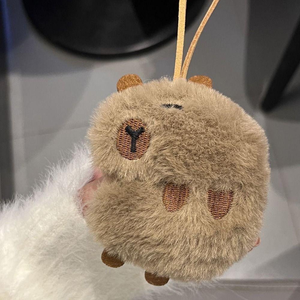 Брелок в форме животного Капибара, пушистые плюшевые подвески, именная наклейка, автомобильный кулон унисекс