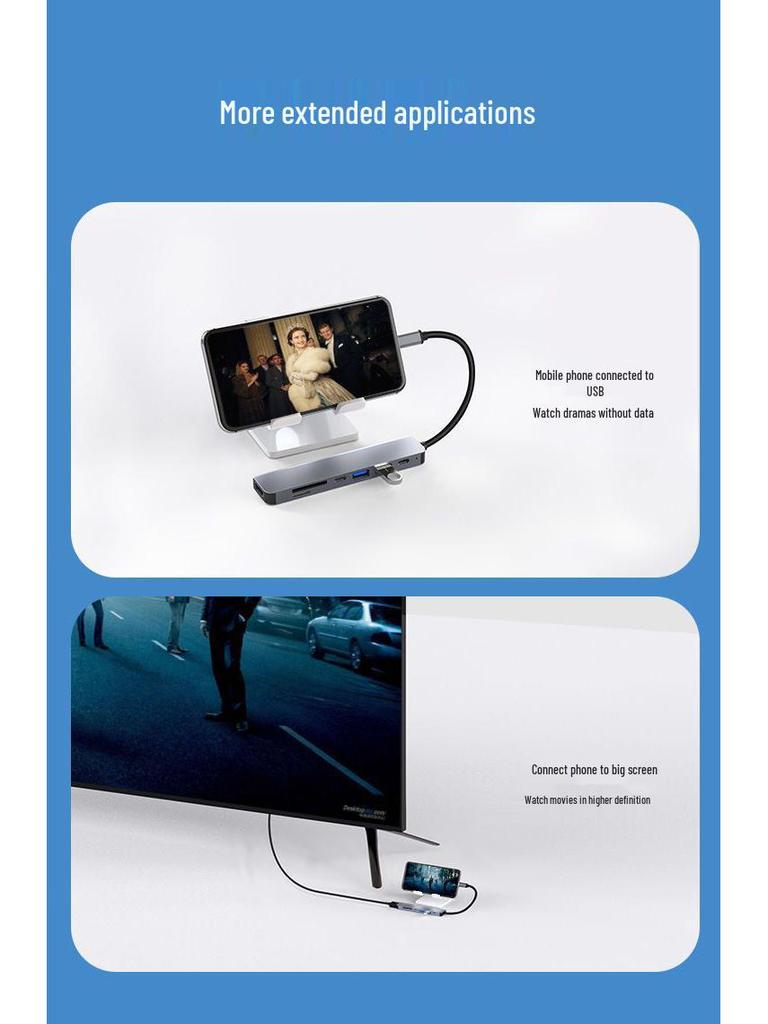 Адаптер-хаб Type-C HDMI с зарядкой PD100W для проекции дисплея мобильного телефона и компьютера