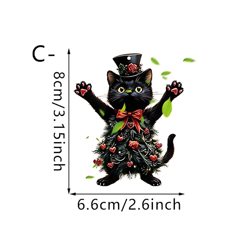 Valentine Day Theme Cute Rose Cat Pattern Acrylic Pendant Car Interior Decor