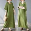 DIMANAF 2025 Летнее Хлопковое Платье Базовое Женское Винтажное Повседневное Свободное Длинное Новое Однотонное Платье Макси