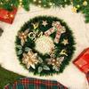Christmas Wreath with Red Flowers and Bow for Holiday Home Decoration