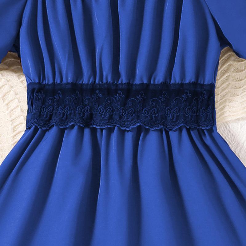 Модное летнее детское платье для девочек с коротким рукавом, кружевное, пэчворк, с завышенной талией, свободное платье принцессы