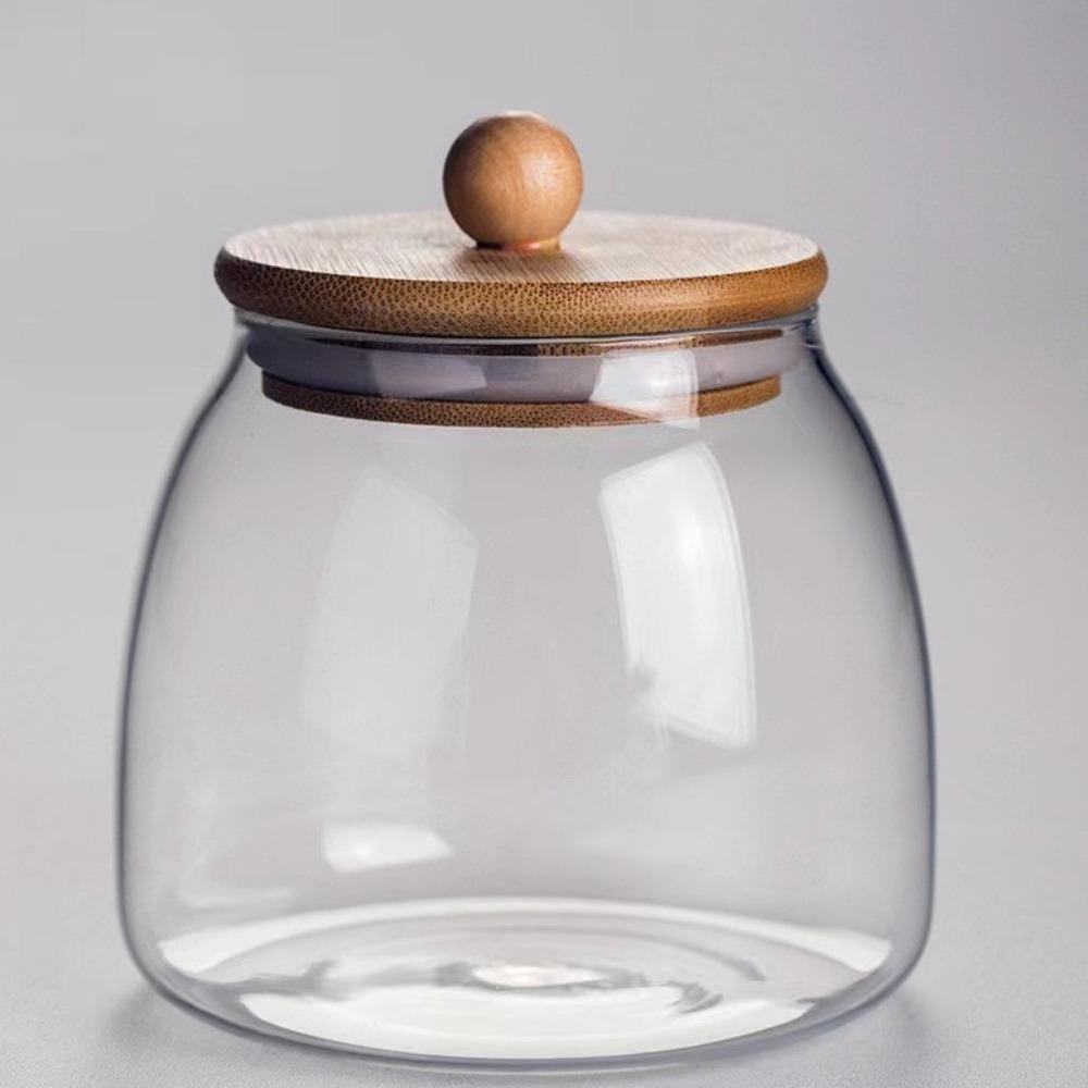 Transparent Airtight Glass Containers Moisture Proof Tea Storage Jar Coffee Bean Seasoning