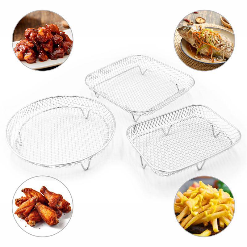 304 Stainless Steel Baking Rack for Air Fryer & Oven - Dehydrating, Oil Draining, and Frying.