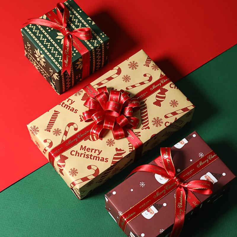 100Cm×70Cm Christmas Wrapping Paper Christmas Eve Gift Box Decoration Paper Children'S Christmas Vintage Kraft Paper