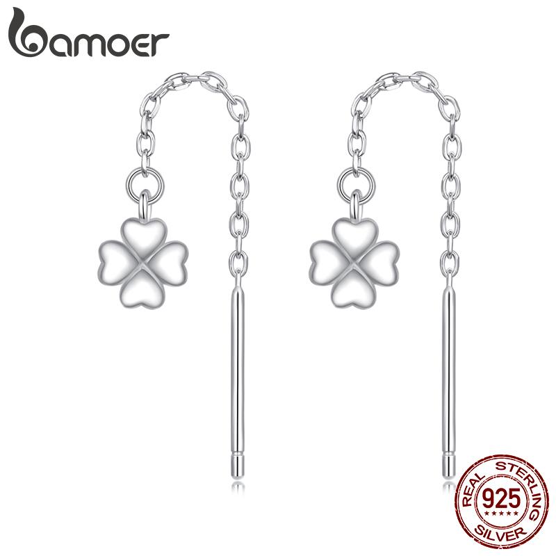 BAMOER 925 стерлингового серебра снежинка капли висячие серьги для женщин подростков элегантные длинные висячие серьги кисточка продеватель