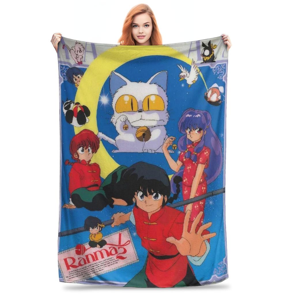 Пи-тян Рёга Потерянная Свинья Ranma 1⁄2 Приключенческая Комедия Одеяла Фланелевое Плед для Дивана для Спальни Офиса Покрывала Покрывало Одеяло