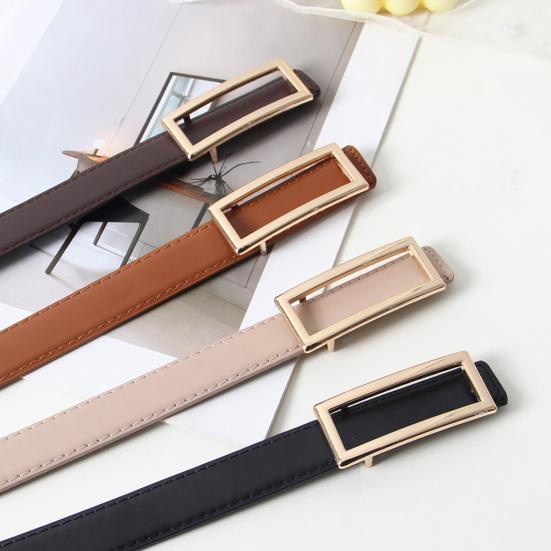 Женский модный ремень из искусственной кожи с прямоугольной пряжкой, однотонный пояс для брюк, джинсов, универсальный аксессуар для платьев, рубашек, топов