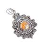 Natural Orange Spiny Copper Turquoise Gemstone 925 Sterling Silver Handmade Pendant 1.55", Necklace Jewelry PP-25-33