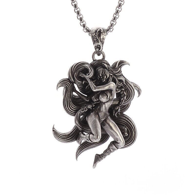 Retro G Skull Necklace Men's Dark Unique Niche Style Punk Exaggerated Death Demon Fashion Pendant