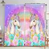 Jit 2Pcs Floral Unicorn Printed Curtain Design Drapes Polyester Window Decor For Home Living Room Kids Room Rod Pocket Curtai