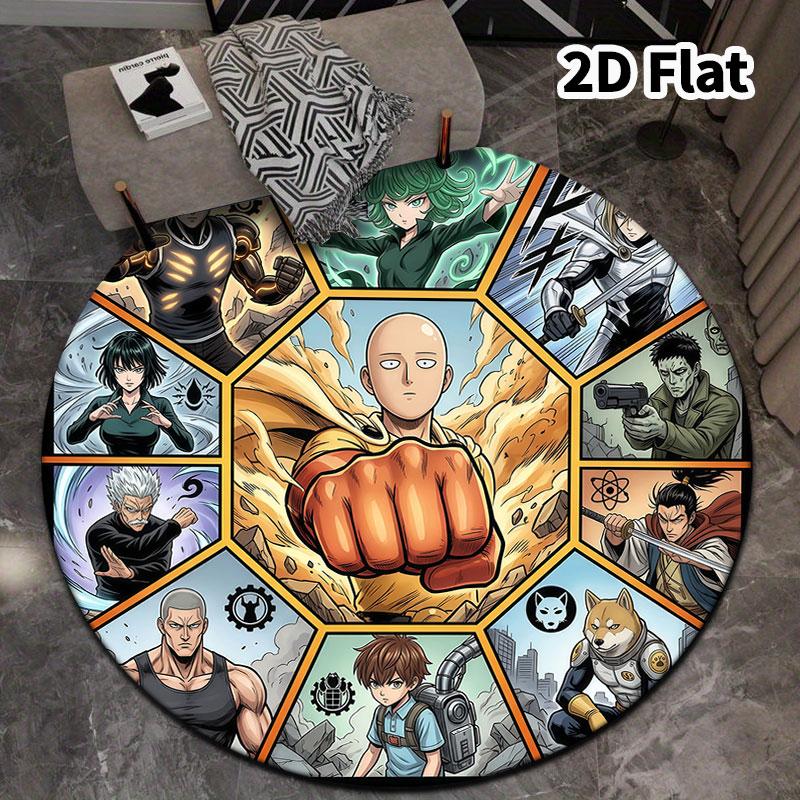 Onepunch Man Round Area Rug Carpet Rug For Living Room Bedroom Sofa Playroom Decor Nonslip Floor Mat