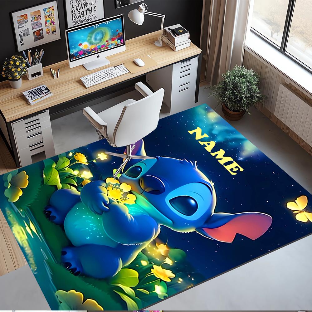 Custom Name Stitch Printed Carpet,Rug for Office Chair Living Room Bedroom Kitchen Room Decor Gifts.