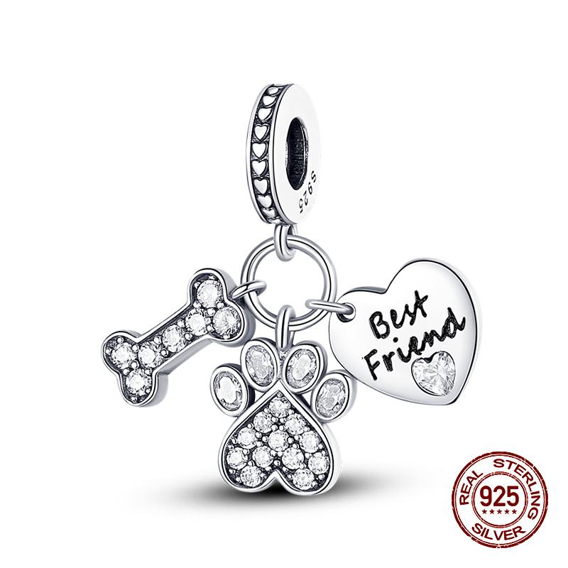 100% стерлингового серебра 925 пробы, лев, собака, слон, светлячок, кошка, дерево жизни, подвески в виде животных, подходят для оригинальных браслетов 925, ювелирные изделия своими руками