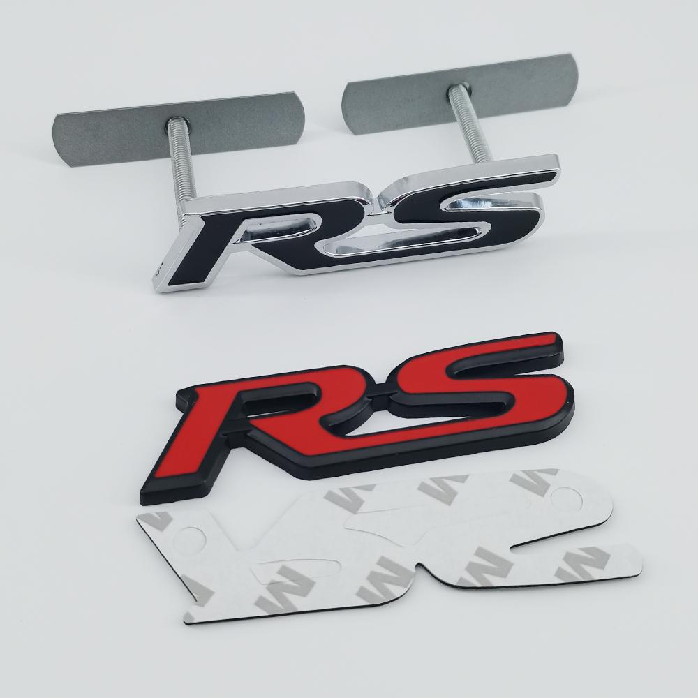 3D Metal Logo RS Emblem Letters Car Front Grille Badge Rear Trunk Sticker For Honda Civic City Fit Shuttle Jazz Car Acceessories