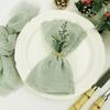 24pcs 32X32CM Sage Green Napkins Handmade Gauze Cotton Cloth Rustic for Weddings Party Baby Shower Banquet Christmas Decorations