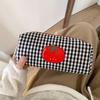 Tomato Gingham Makeup Bag Canvas Cosmetic Bag Cartoon Pencil Case  Students