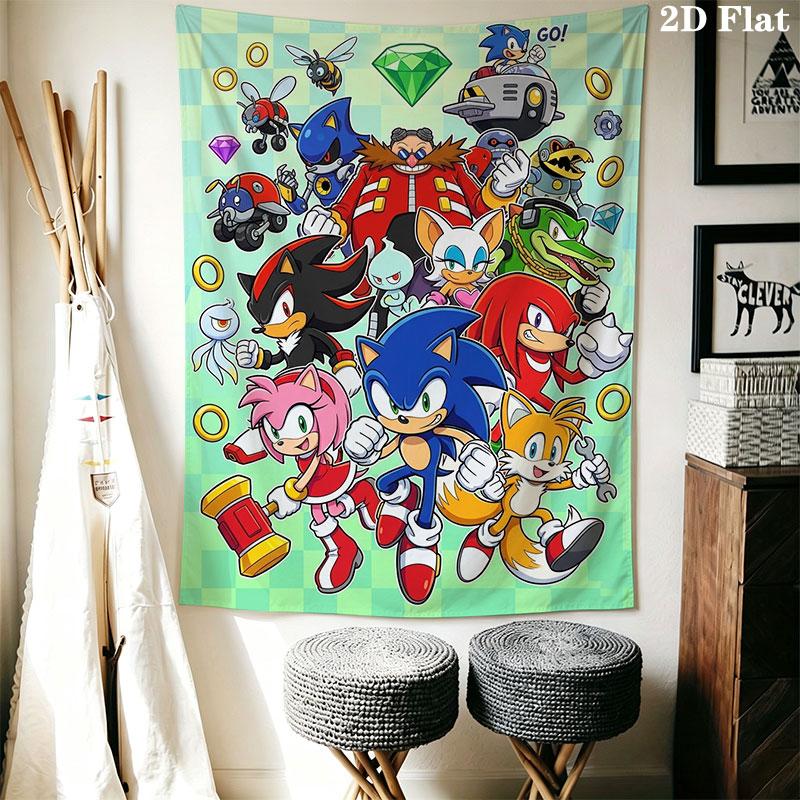 Hedgehog Sonic Trail Wall Hanging Printed Fabric Blanket Decorative Tapestries for Bedroom Living Room Home Decor