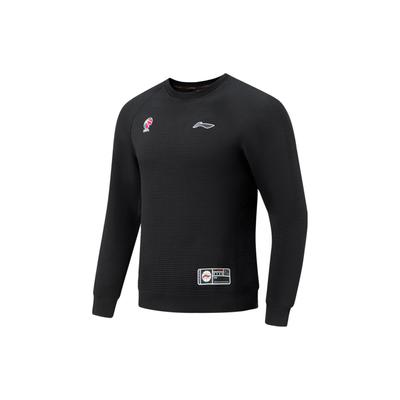 Мужская толстовка с круглым вырезом и рукавом реглан с логотипом серии CBA от Li Ning, черная AWDT863-1