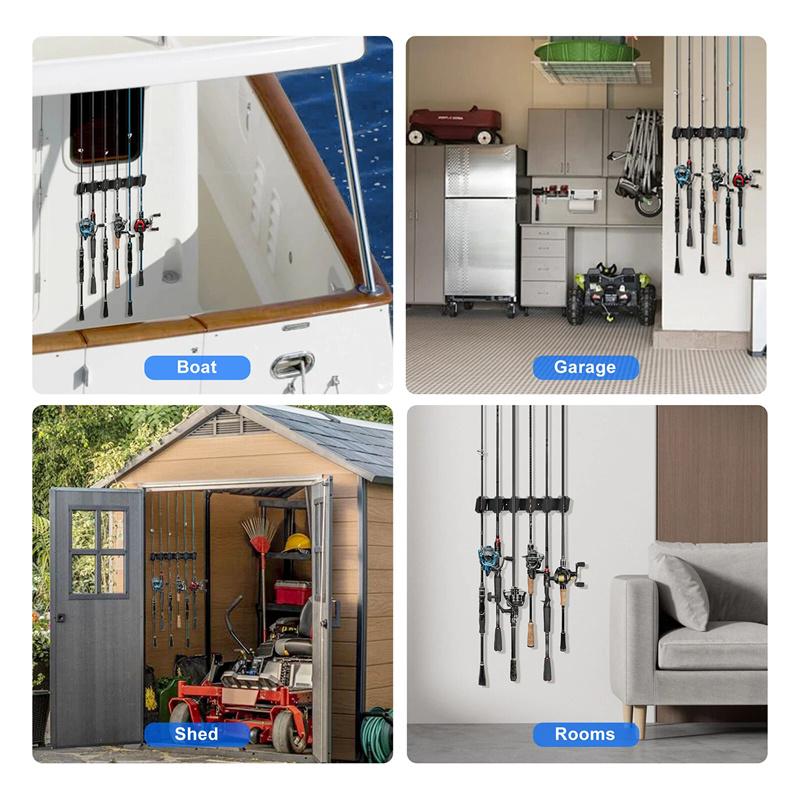 Настенная стойка для удочек, экономящая место, вмещает 6 удочек для гаража, магазина, дома