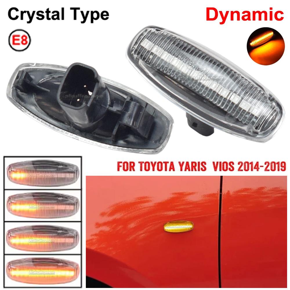 2PCS For Toyota Yaris Vios Flowing Water Dynamic LED Turn Signal Side Marker Light Sequential Lamp 2014 2015 2016 2017 2018