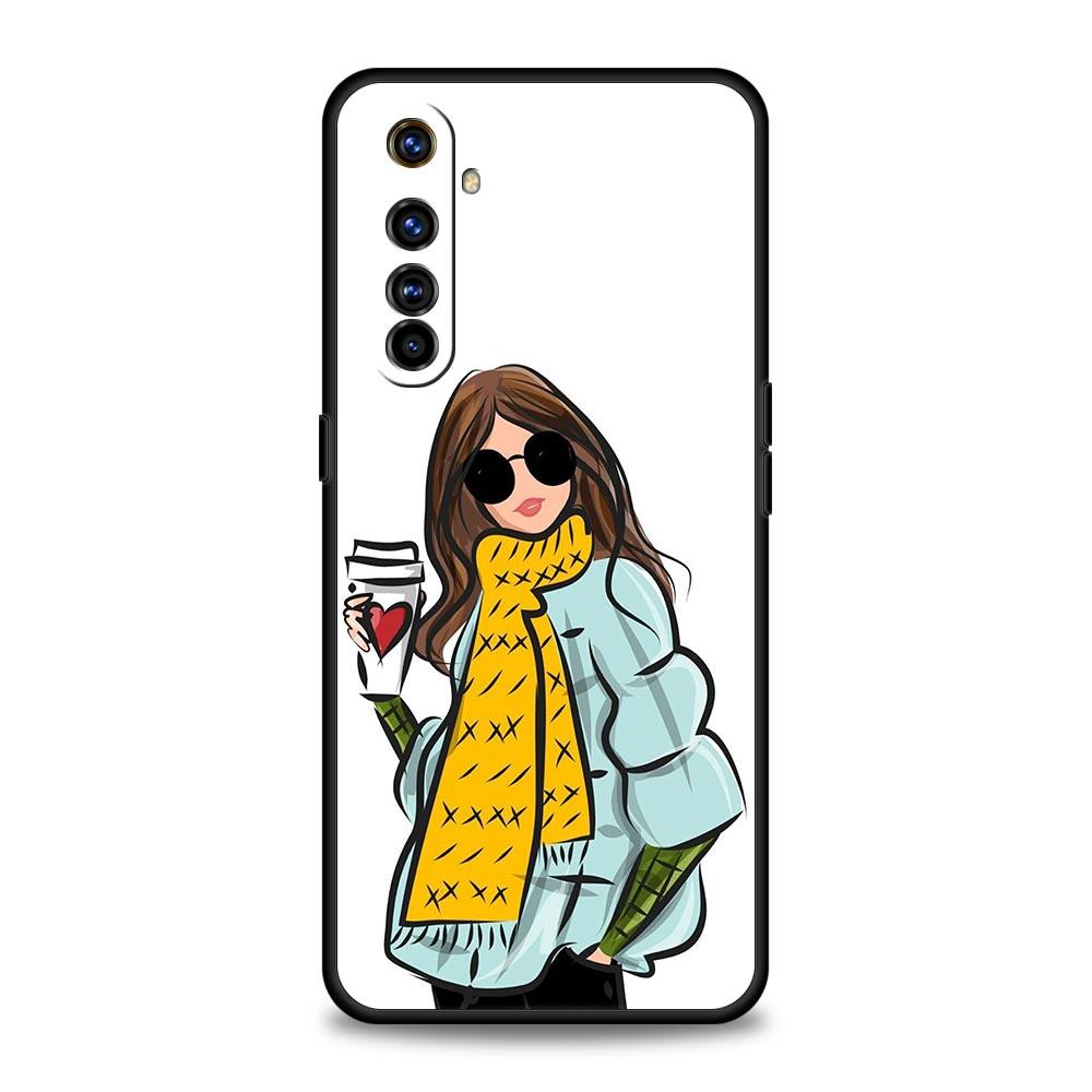 Чехол для телефона 'Girl Boss' с изображением женщины и кофе для Realme 12 11 10 9 8 5G 7 6 GT5 GT3 GT2 Pro Plus C21 C11 C25 C35 Для GT Neo 2 3 3T 5