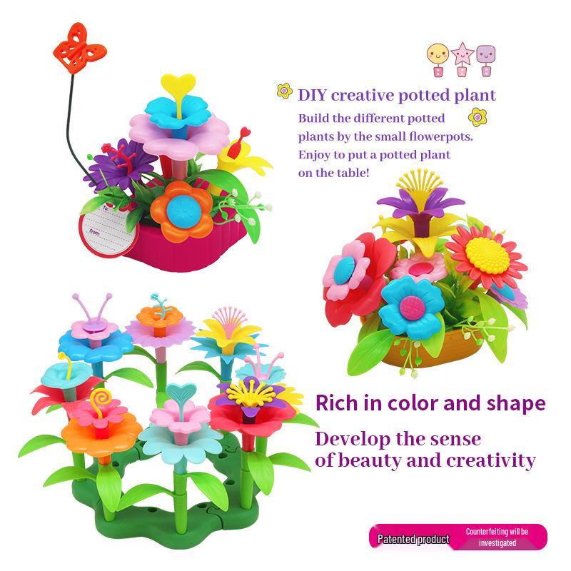 Children's DIY Pop Art Flower Arrangement Building Blocks – Interlocking Garden Toy for Girls