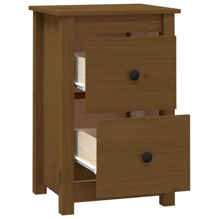 Table de chevet - Maison Exclusive - Bois de pin massif - 2 tiroirs - Marron miel 40x35x61,5 cm