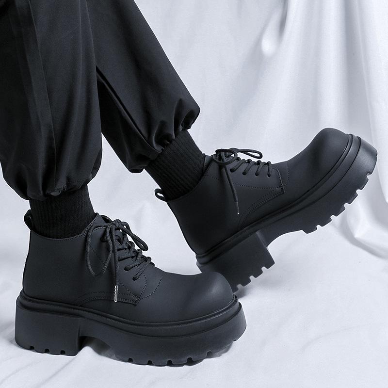 Дерби ботинки Мартин мужские 2024 новые короткие ботинки на толстой подошве для увеличения роста в британском стиле ретро кожаные ботинки тренд 18944-R