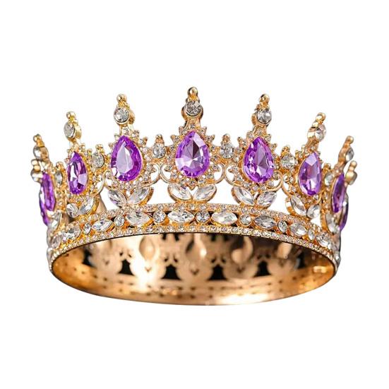 Women Crown Tiara Shiny Rhinestones Inlaid Queen Bridesmaids Crown Accessory for Wedding Halloween Birthday