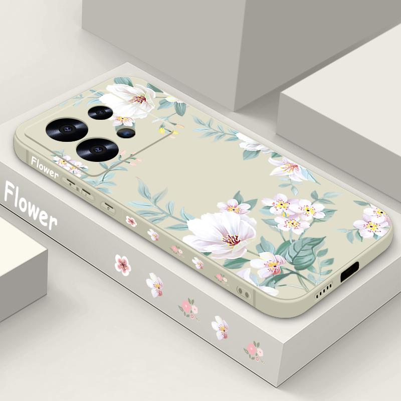 Простой цветочный принт тонкий матовый чехол для Xiaomi 13T Pro Poco F6 X6 X5 Redmi Note 14 Pro 13 12 11 ремешок TPU мягкий противоударный чехол для телефона