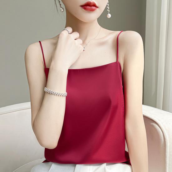 Summer Vest Sling Sleeveless Smooth Fabric Tank Tops Loose Fit Soft Elastic