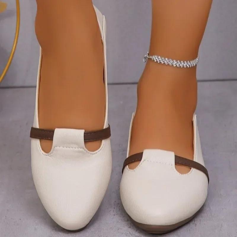 Модная женская обувь 2024 года, горячая распродажа, женские туфли на плоской подошве, модные туфли на плоской подошве с острым носком, женские туфли высокого качества, большие размеры, туфли на низком каблуке