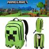Зеленый рюкзак Minecraft Creeper для школы, путешествий и других целей, большая вместимость, прочный материал Оксфорд