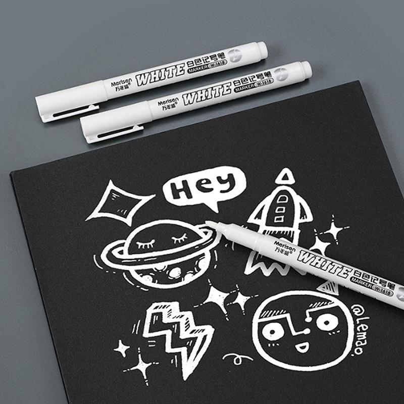 5PCS White Marker Pen Alcohol Paint Oily Waterproof Tire Painting Graffiti Pens Permanent Gel Pen for Fabric Wood Leather Marker 2MM