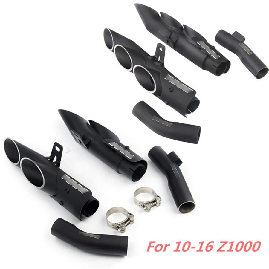 Мотоциклетная выхлопная система Двойная труба Слипон Средняя труба Для Kawasaki Z1000 10-17