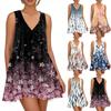 Женское весенне-летнее повседневное платье без рукавов с V-образным вырезом и цветочным принтом