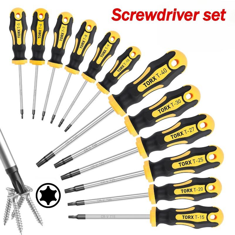 Набор из 10 многоцелевых отверток с магнитной изоляцией для ремонта безопасности, ручные инструменты, крестовая/прямая отвертка
