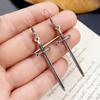 Huitan Creative Sword Shaped Drop Earrings for Women Vintage Black  Color Cool Pendant Dangle Earrings Unique Ear Jewelry