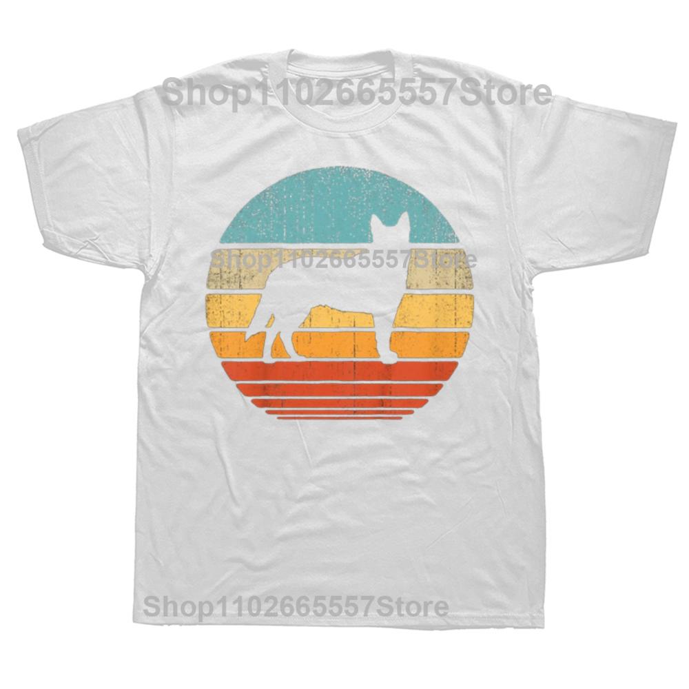 Blue Heeler Australian Cattle Dog Retro Vintage Sunset T Shirts Streetwear Short Sleeve Birthday Gifts Summer Style Tshirt Unisex