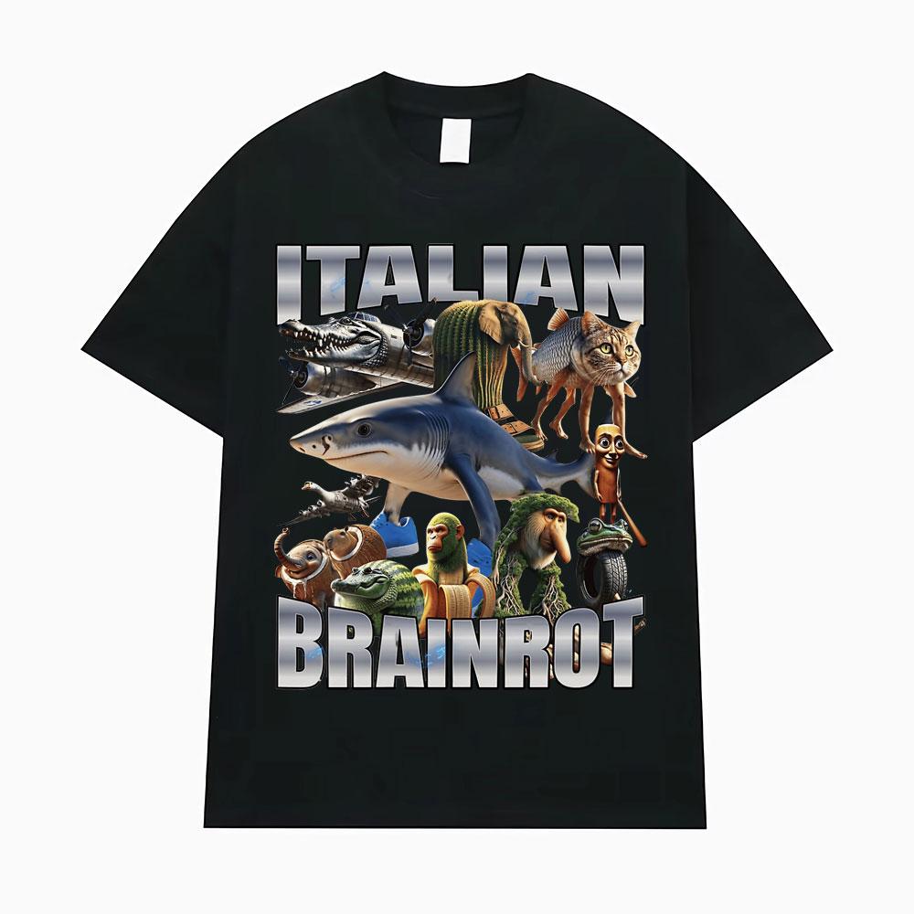 Tung Tung Tung Sahur Bombardiro Crocodilo Funny Meme T-shirt Men Women Italian Brainrot Tralalero Tralala Loose Men's T Shirts