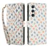 For Samsung Galaxy A55 5G Wallet Case Rhombic Floral Design Leather Flip Phone Cover with Strap